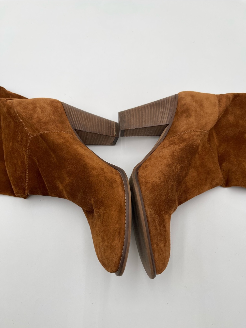 Anthropologie Miss Albright Fulton Knee High Boots Size 7.5 Brown Suede Pull On - Picture 6 of 11